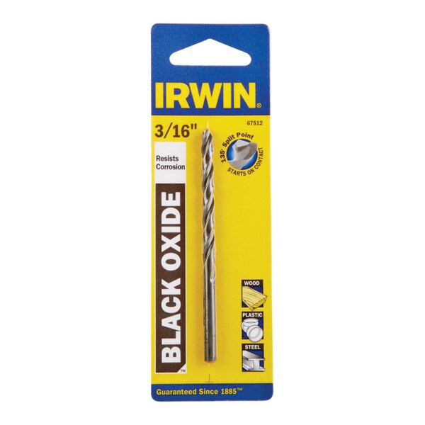 Irwin Irwin 3/16 in. X 3-1/2 in. L High Speed Steel Drill Bit Straight Shank 1 pc 67512 - main